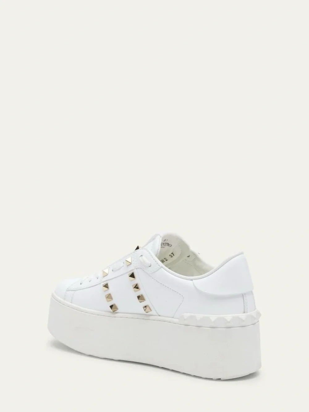 Valentino Garavani Rockstud Untitled Bianco/ Gold Stud Platform Sneakers Size 8
